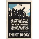 War Propaganda WWI poster Be Honest with Yourself Enlist Today.
