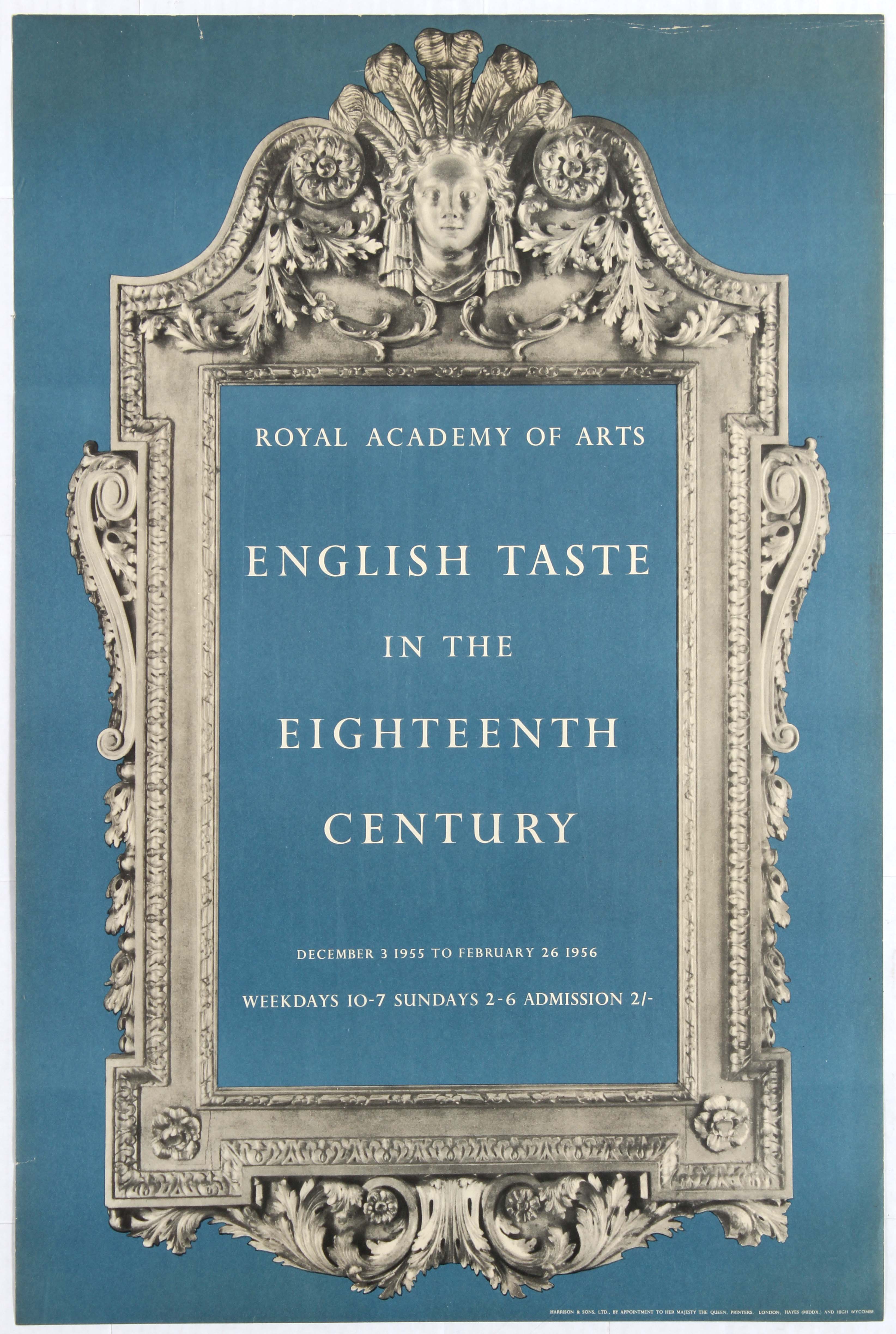 Advertising Poster Royal Academy of Arts English Taste in the Eighteenth Century.