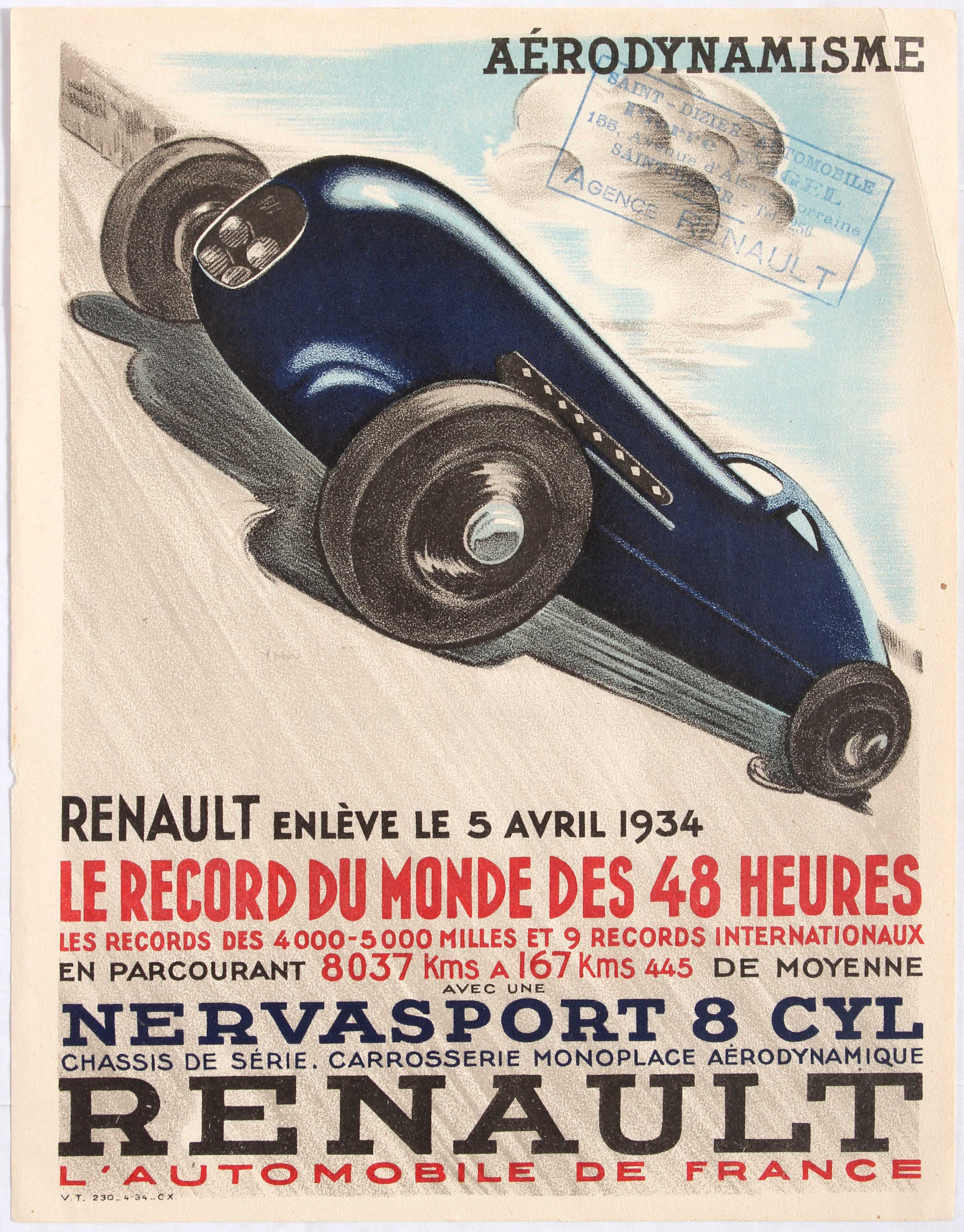 Advertising Poster for Renault Renault takes the 48 hours World Record.