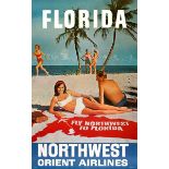 Travel Poster Florida Northwest Orient Airlines