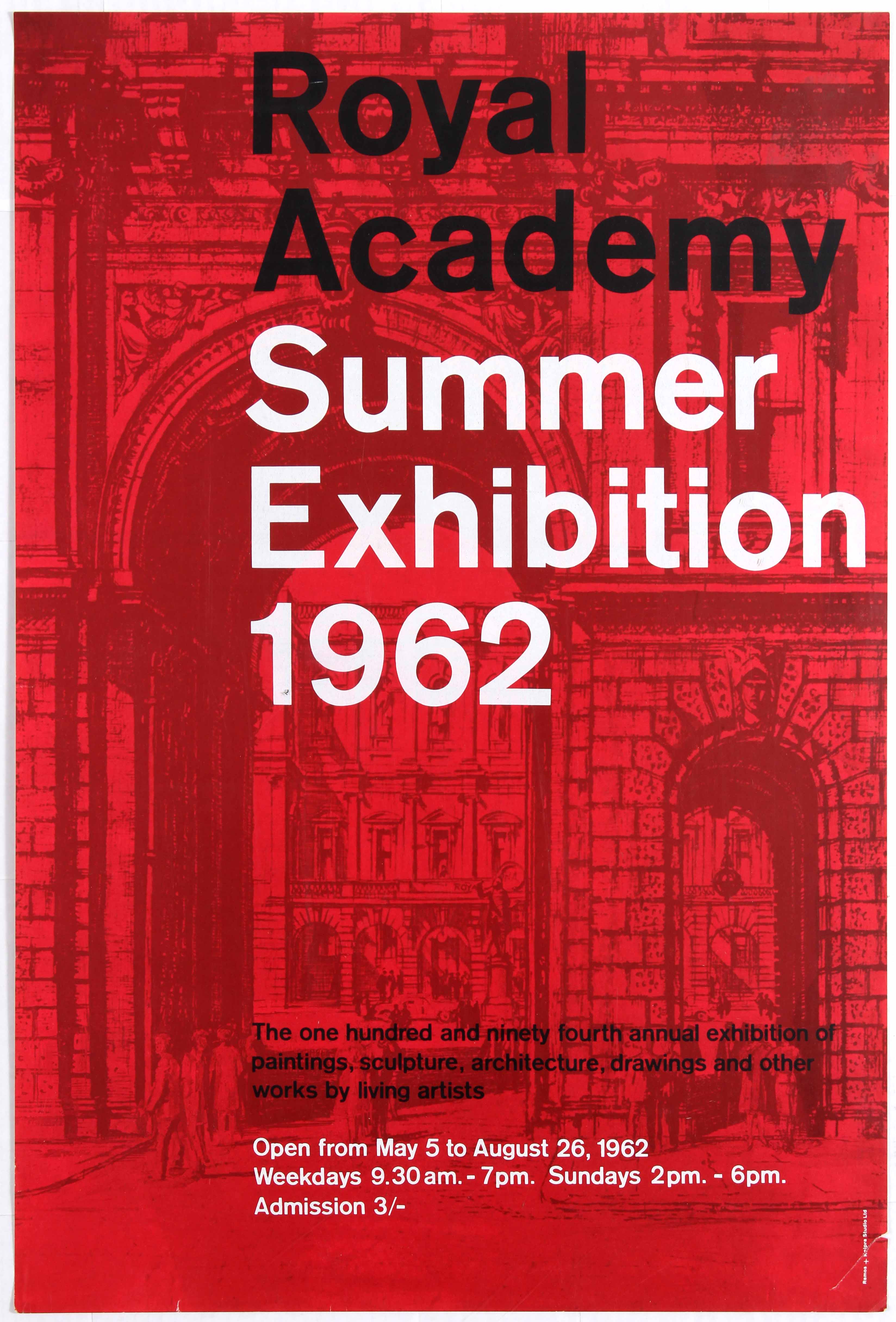 Advertising Poster Royal Academy Summer Exhibition 1962.