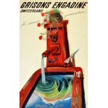 Travel Poster Grisons Engadine Switzerland Carigiet