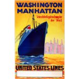 Travel Poster Washington Manhattan United States Lines