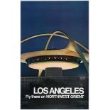 Travel Poster Los Angeles Fly there on Northwest Orient NWA Northwest Airlines