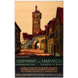Travel Poster Germany via Harwich Flushing Hook Railway