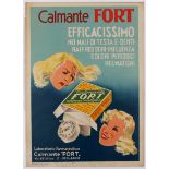 Advertising Poster Calmante Fort Pain Medicine Italy