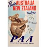 Travel Poster Australia and New Zealand Clipper Koala