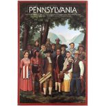 Travel Poster Pennsylvania Historical American Figures Poster