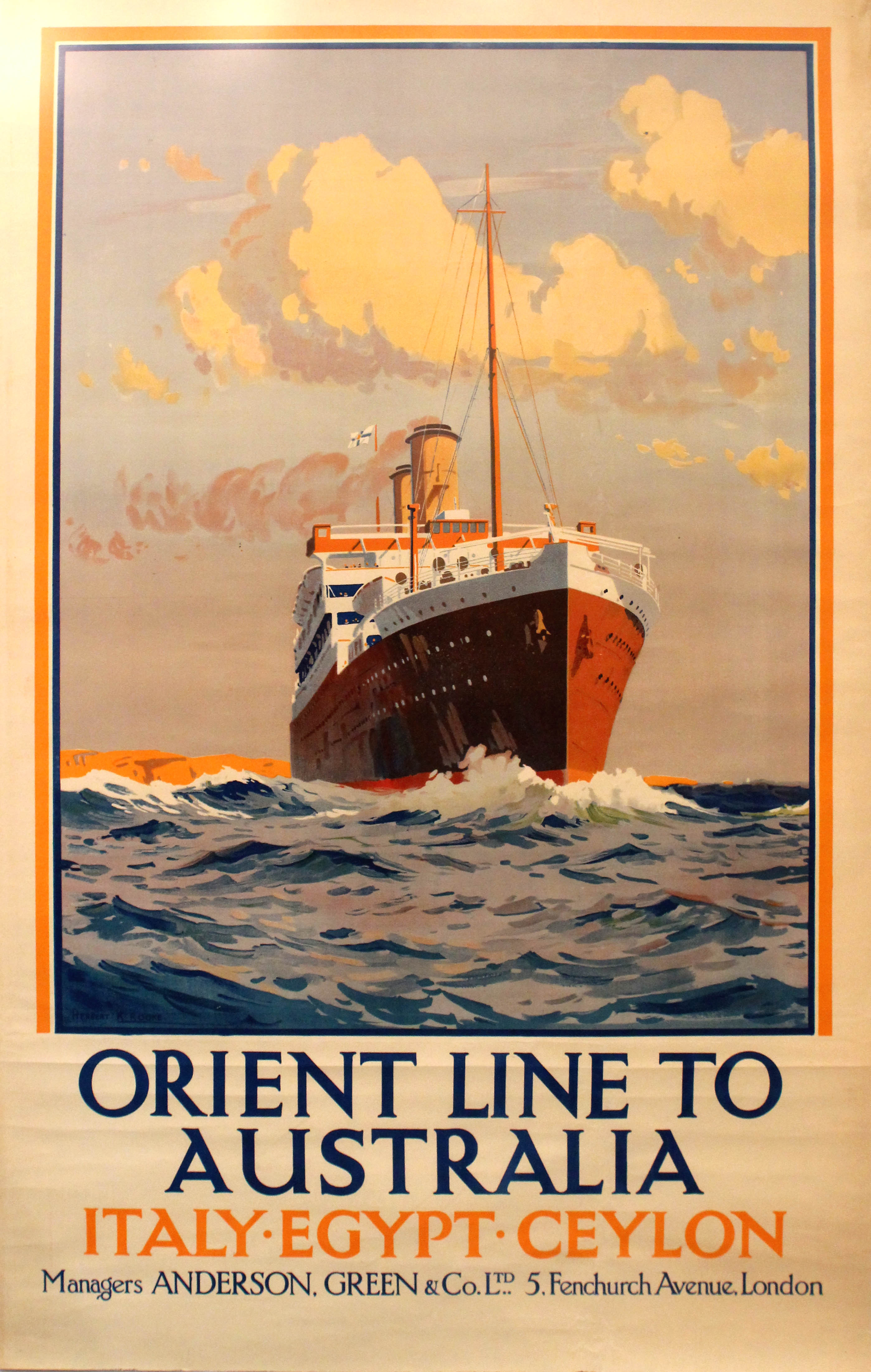 Travel Poster Australia Orient Line Italy Egypt Ceylon