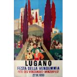Travel Poster Lugano Switzerland 1959