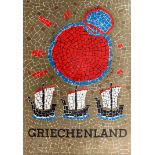 Travel Poster Greece Sail Boats Yachts Mosaic