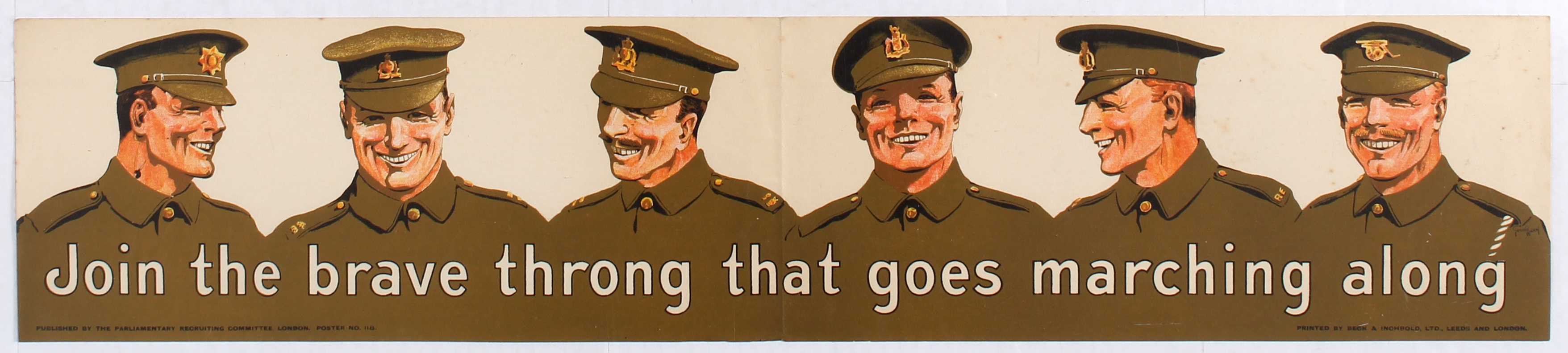WWI Propaganda Poster Join the brave throng that goes marching along