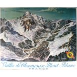 Ski Poster Chamonix Mont Blanc Ski Map 1962