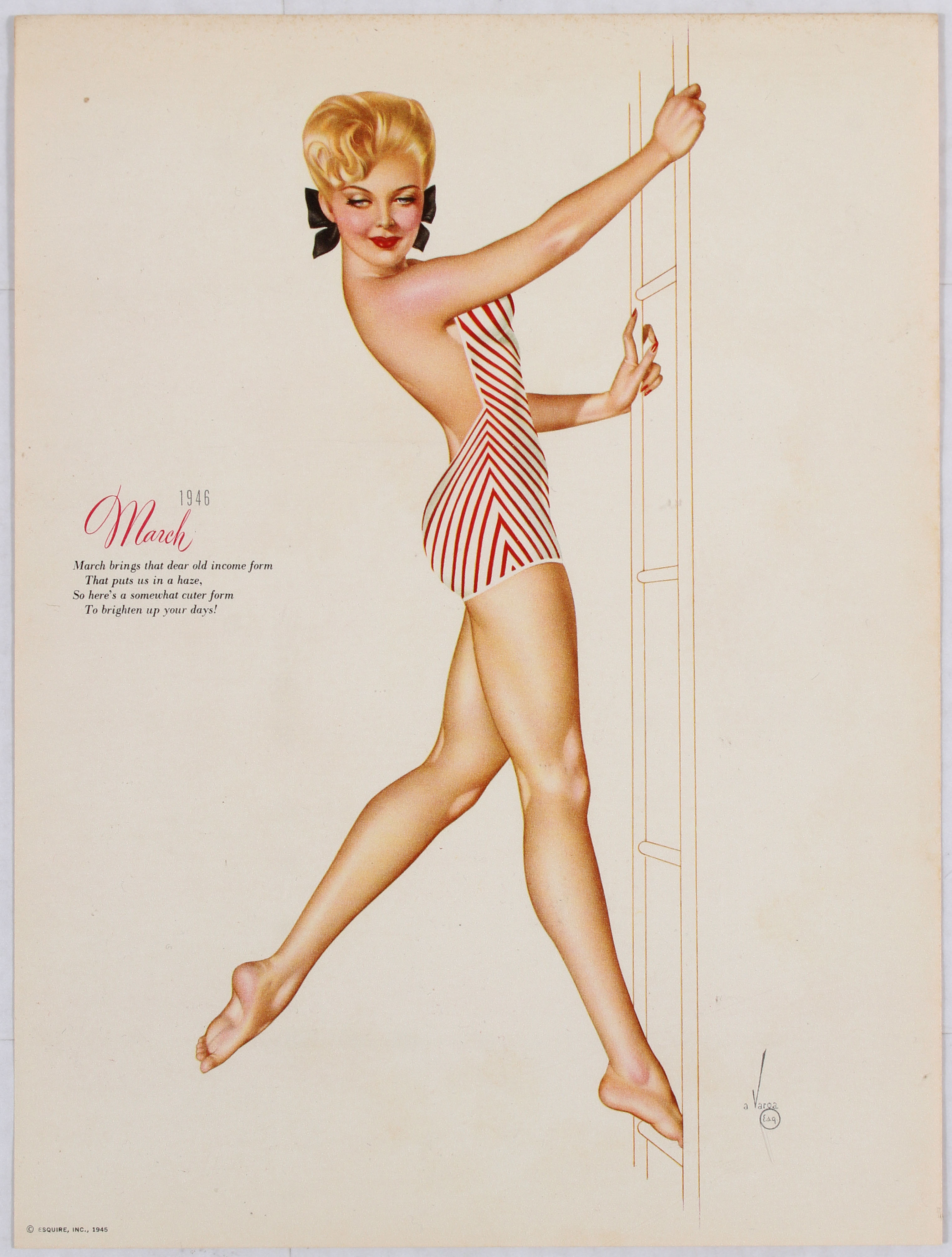 Poster Portfolio Esquire Pin Up Girls Calendar 1946 Vargas - Image 5 of 14