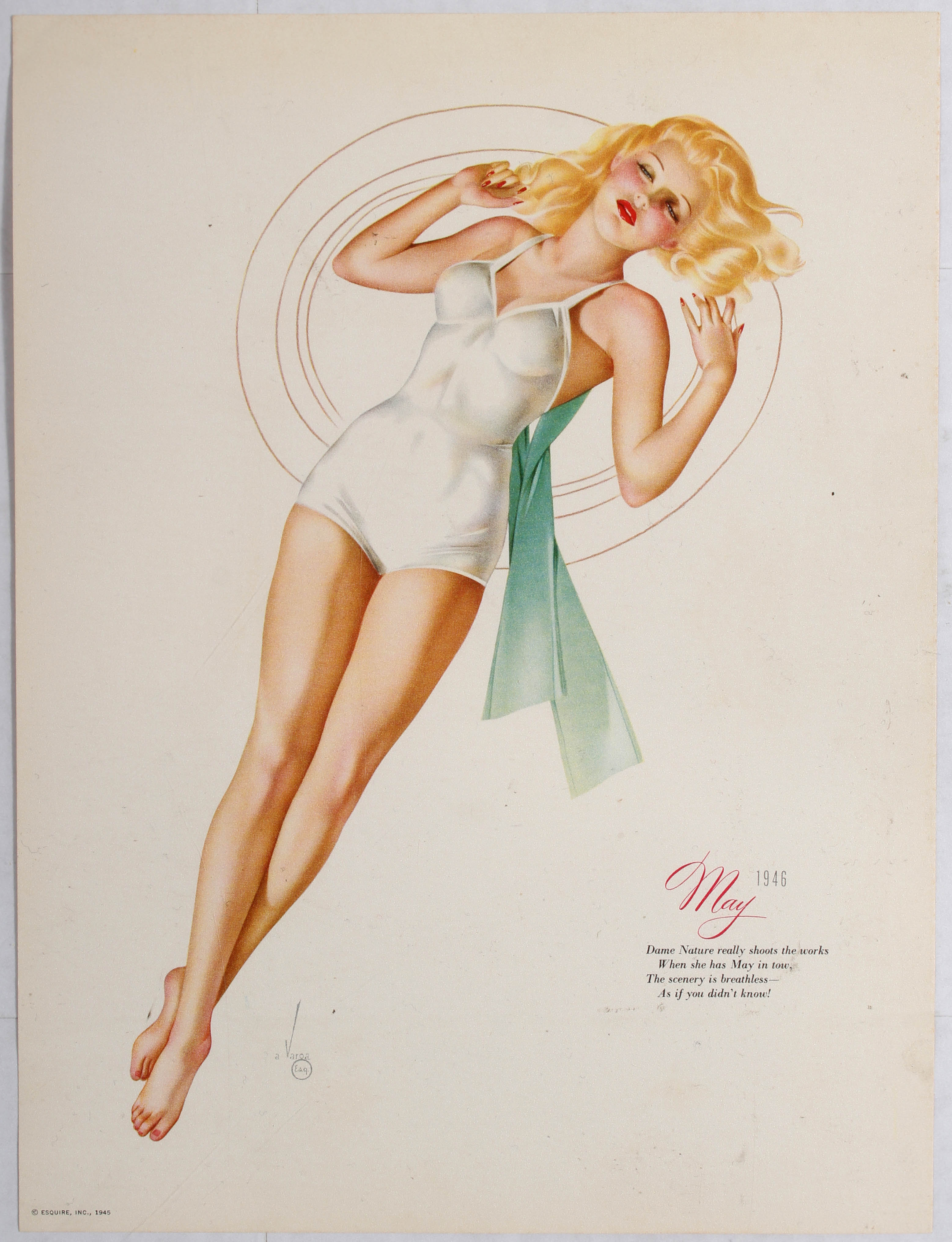 Poster Portfolio Esquire Pin Up Girls Calendar 1946 Vargas - Image 7 of 14