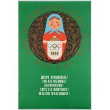 Soviet Sport Poster 1980 Moscow Olympic Games You Are Welcome! Russian Doll Poster