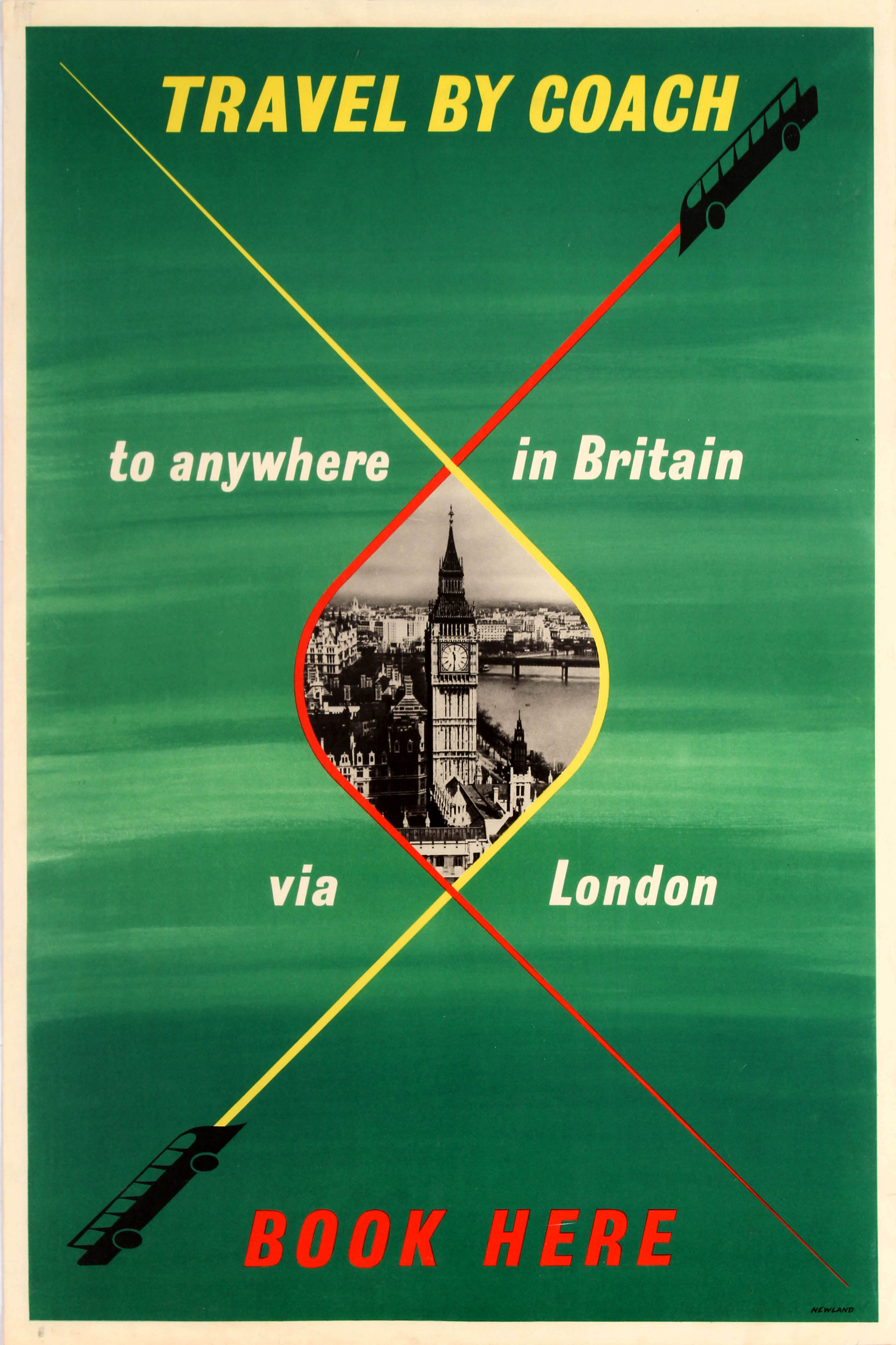 Advertising Poster Travel by Coach Britain via London