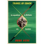 Advertising Poster Travel by Coach Britain via London