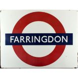 London Underground Farringdon enamel station sign