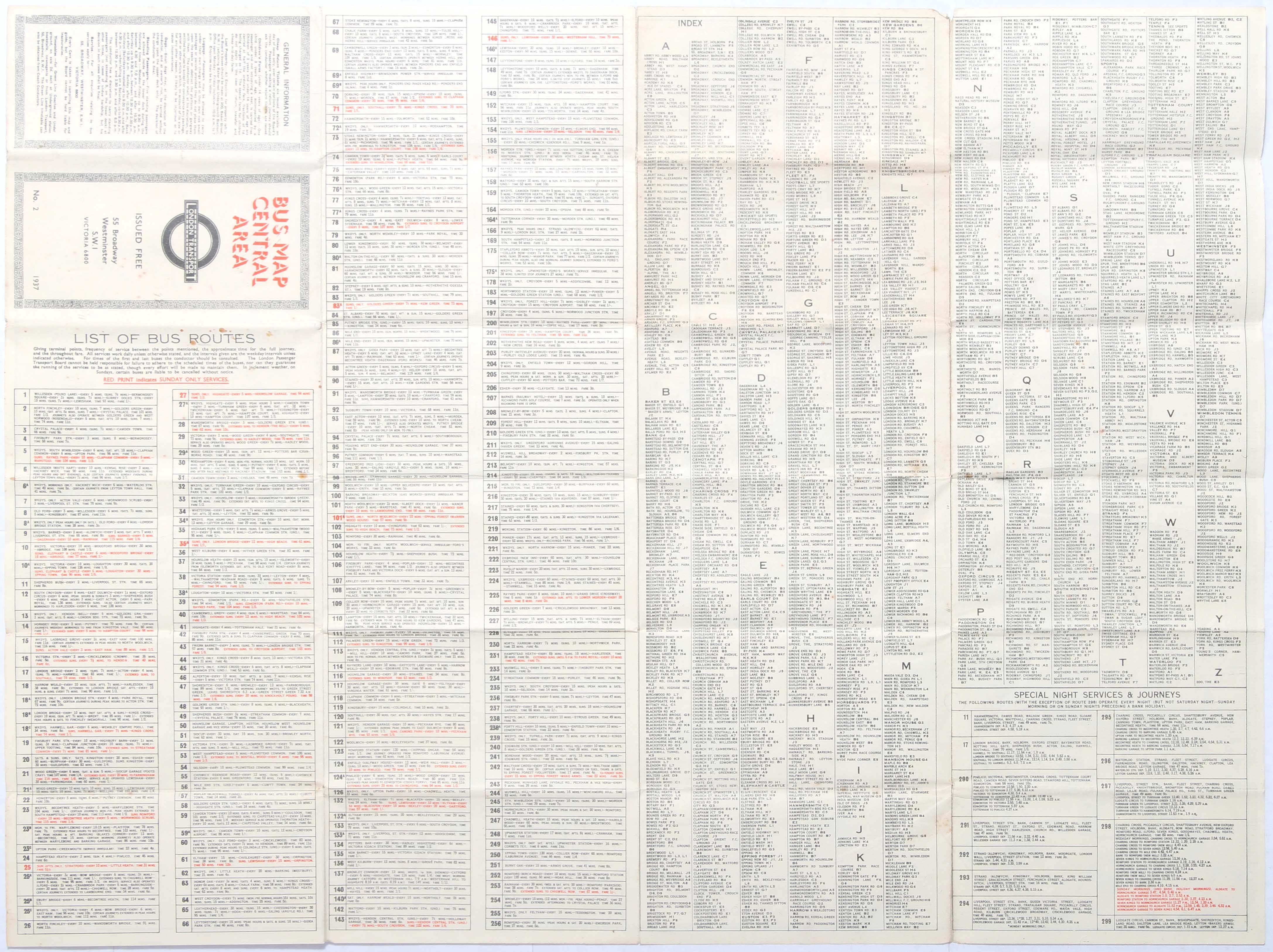 London Bus Map Central Area No2 1937 - Image 2 of 2