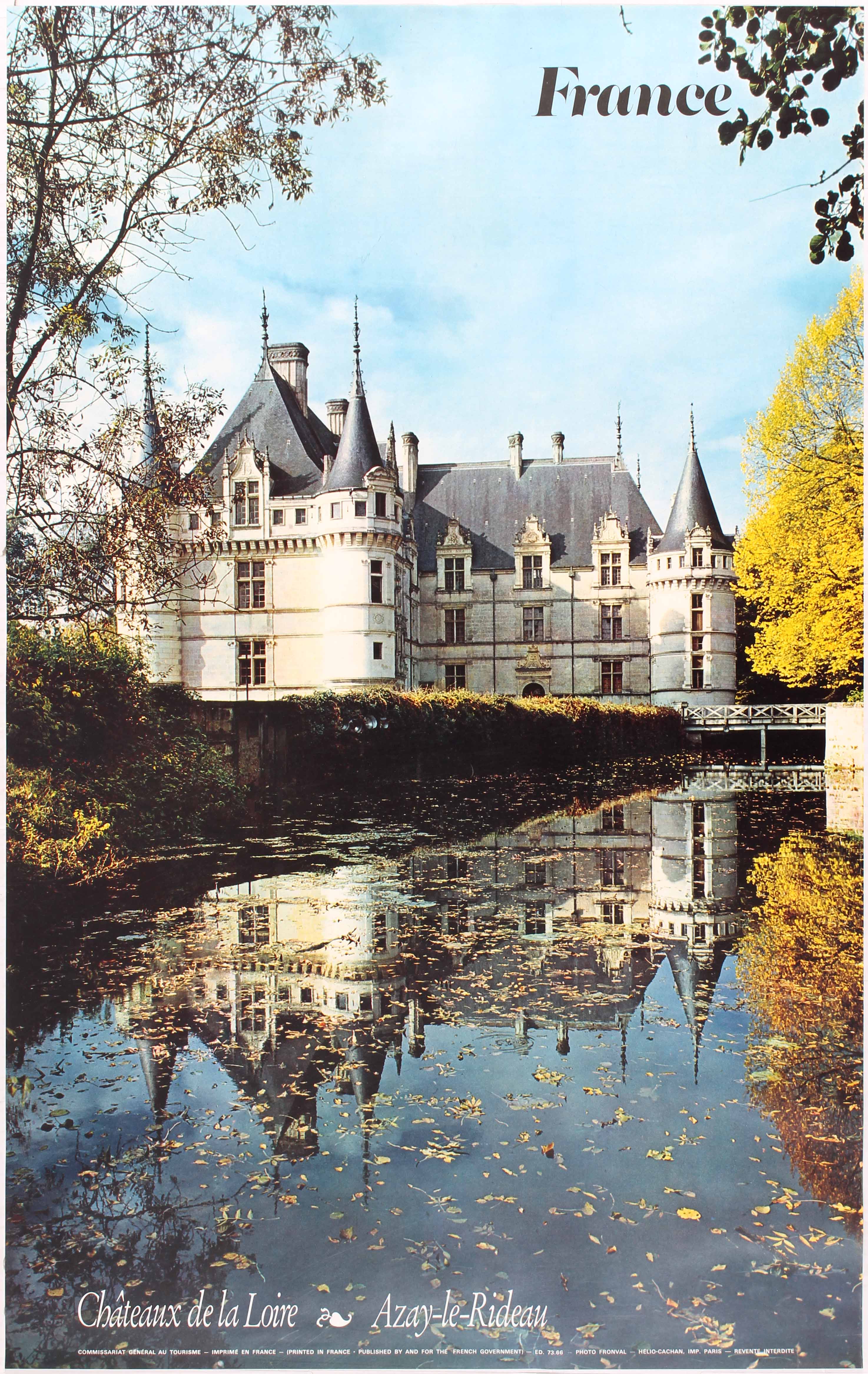 Travel poster France Châteaux de la Loire Azay-le-Rideau Fronval