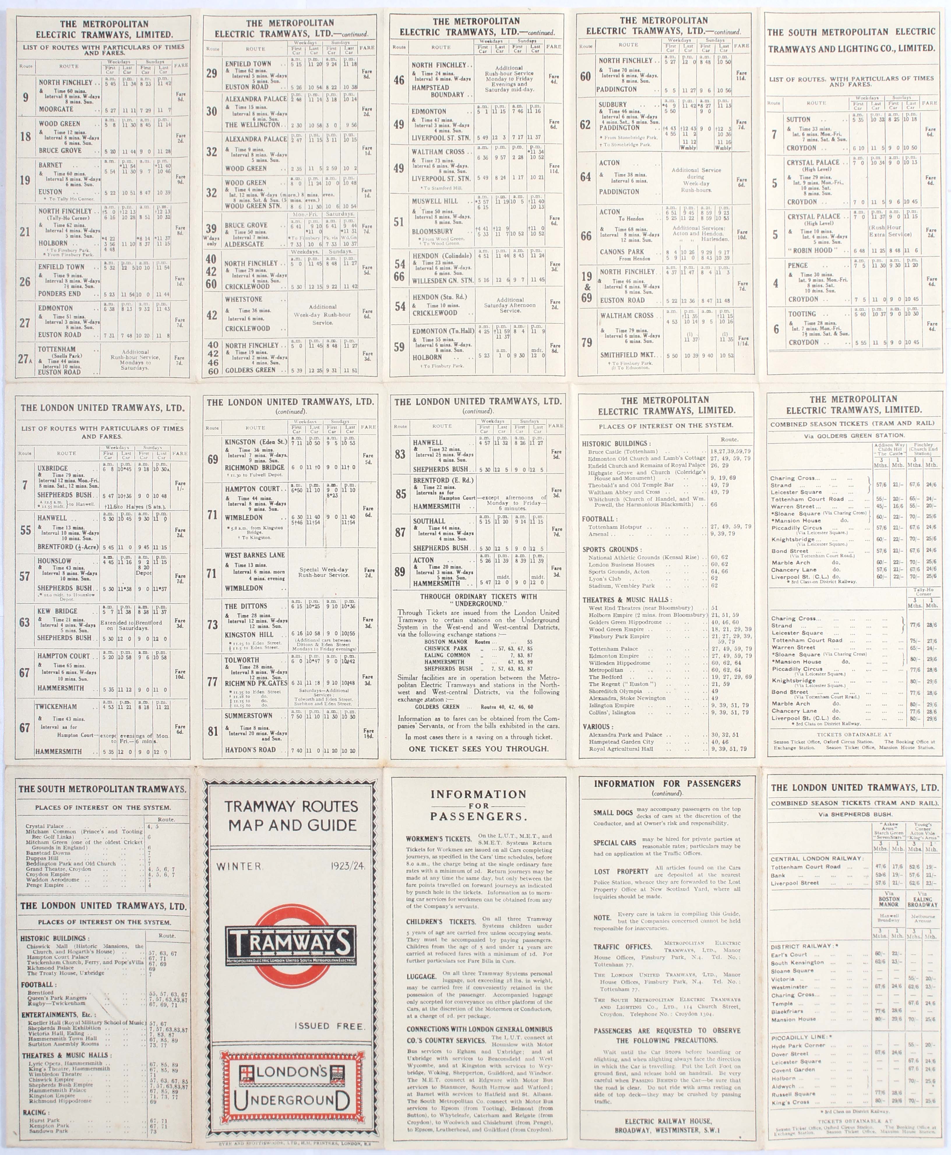 London Tramways Tramway Routes Map and Guide 1923 - Image 2 of 2