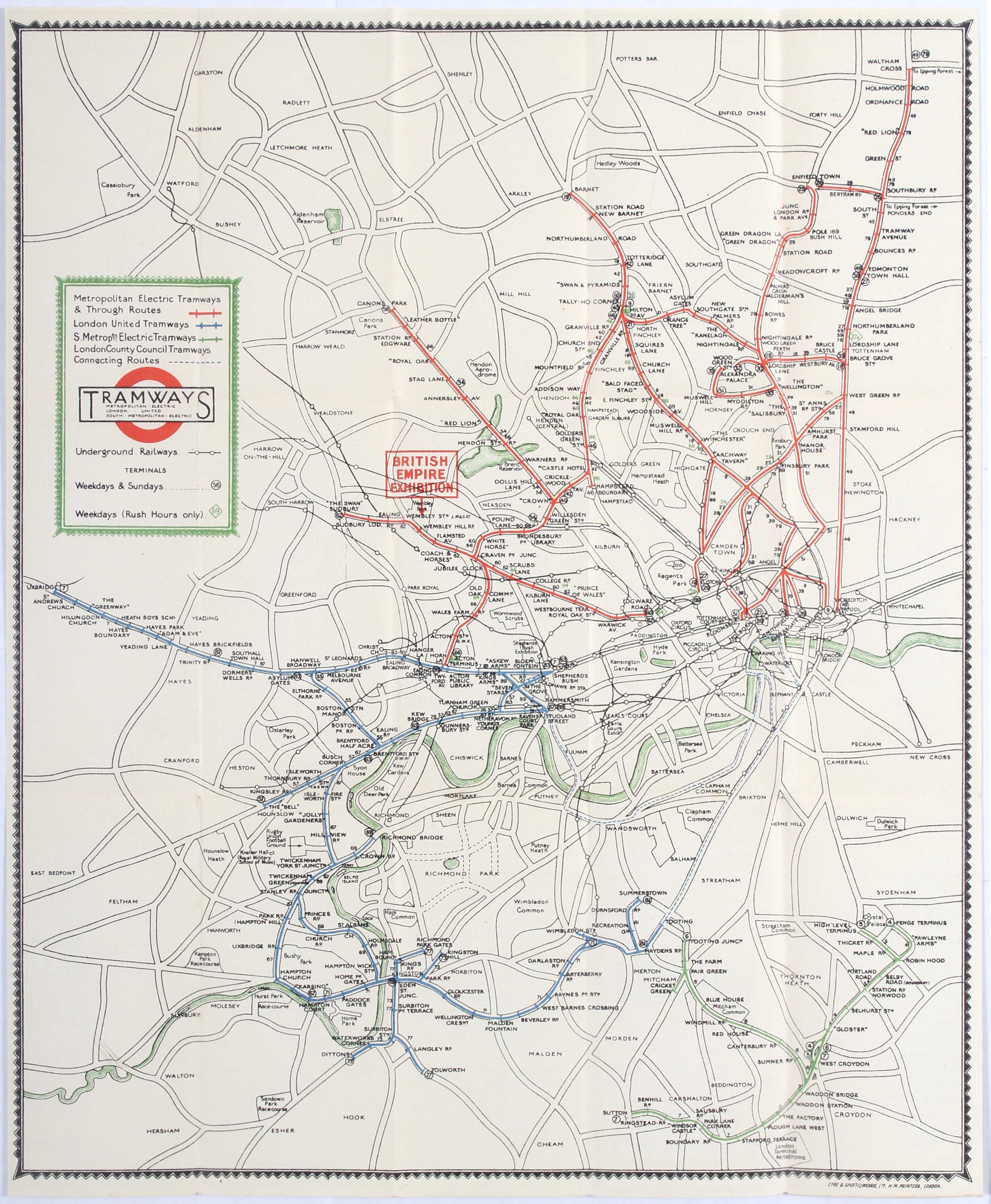 London Tramways Tramway Routes Map and Guide 1923