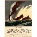 War Poster Careless Words Norman Wilkinson WWII UK