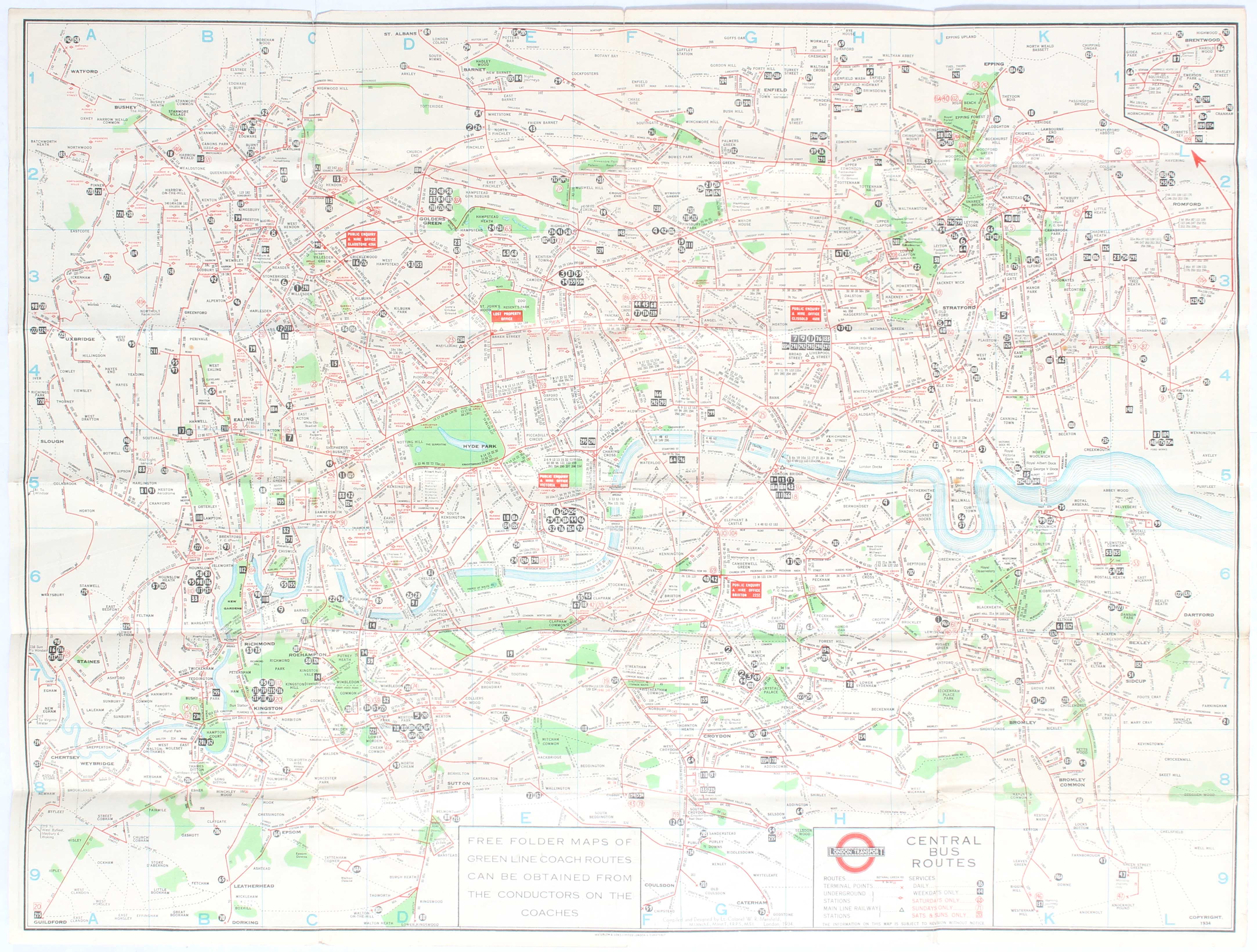 London Bus Map Central Area No2 1937