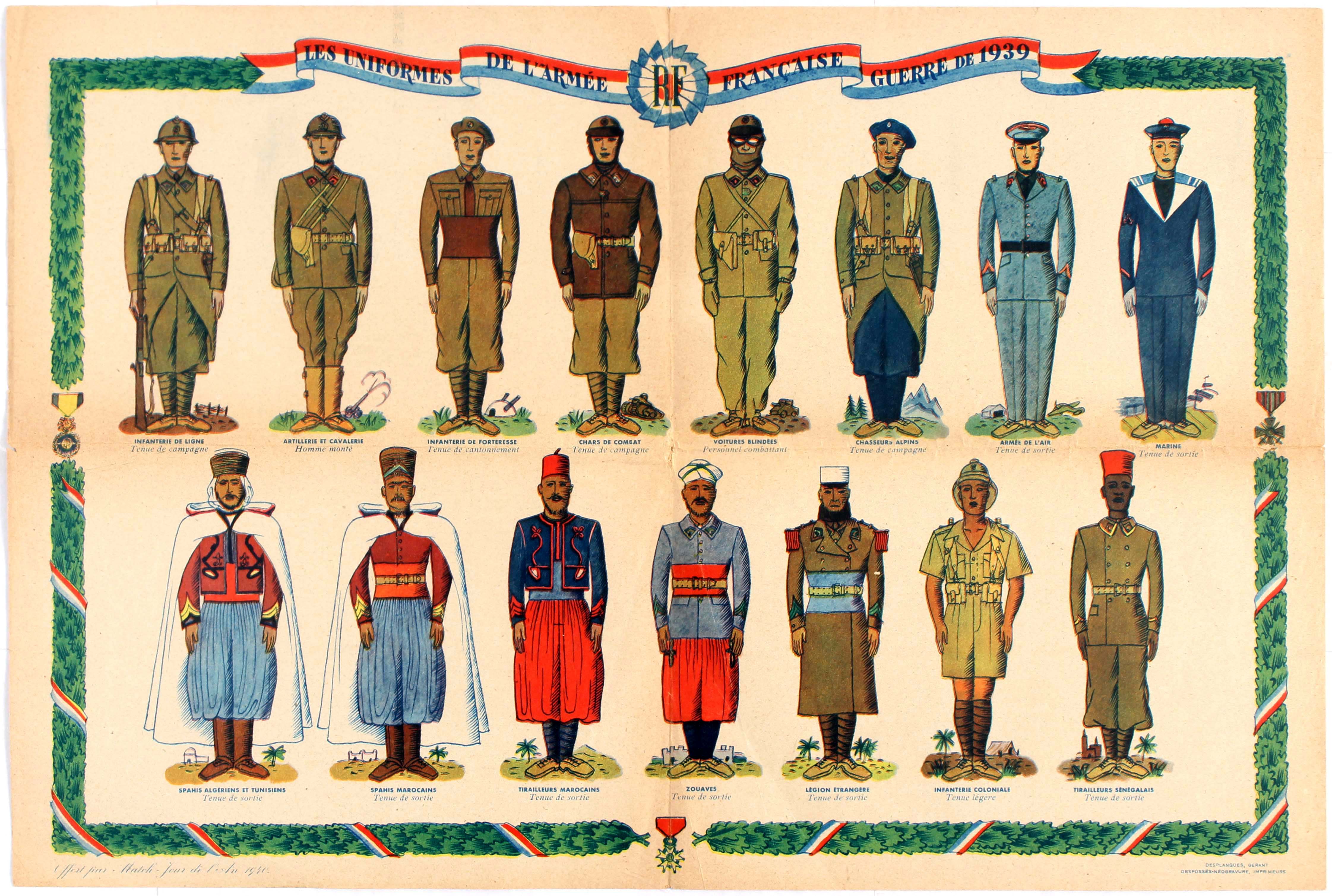 Advertising Poster Uniforms of the French Army of 1939