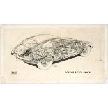 Advertising Poster Jaguar E-Type Coupe Vic Berris