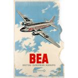 Travel Poster BEA Airline Douglas DC-3