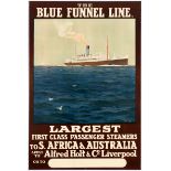 Travel Poster The Blue Funnel Line Africa Australia