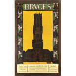 Travel Poster Bruges Belgium L. Reckelbus
