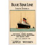 Travel Poster Blue Star Line To South America
