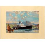 Travel Poster Blue Funnel Line Far East Cargo Ship Laertes