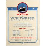 Travel Posters New York United States Lines Cruise Ships