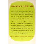 Travel Poster London's Open Air City Gardens LT Antony Lake