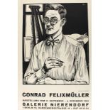 Felixmüller, Conrad (1897 Dresden - Berlin 1977). Selbstbildnis mit Zeichenstift. Holzschnitt