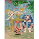 Dellgruen, Franziskus (1901 Köln - Berlin 1984). Zwei Tänzerinnen u. ein Clown in der Manege. Öl auf