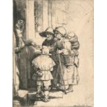 Rembrandt van Rijn, Harmensz (1606 Leiden - Amsterdam 1669). Bettler-Familie vor der Haustür.