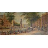 Amsterdam. Blick über den Amsterdamer Blumenmarkt. Öl auf Lwd., 1. H. 20. Jh. 40 x 80 cm. Unten