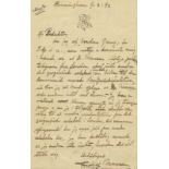 Nansen, Fritjof, Polarforscher, Zoologe, Ozeanograf u. Diplomat (1861-1930). Eh. Brief mit