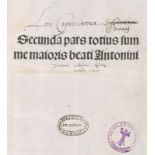 Antonius Florentinus. (Summa theologica). Secunda Pars totius summe maioris beati Antonini. (Lyon,