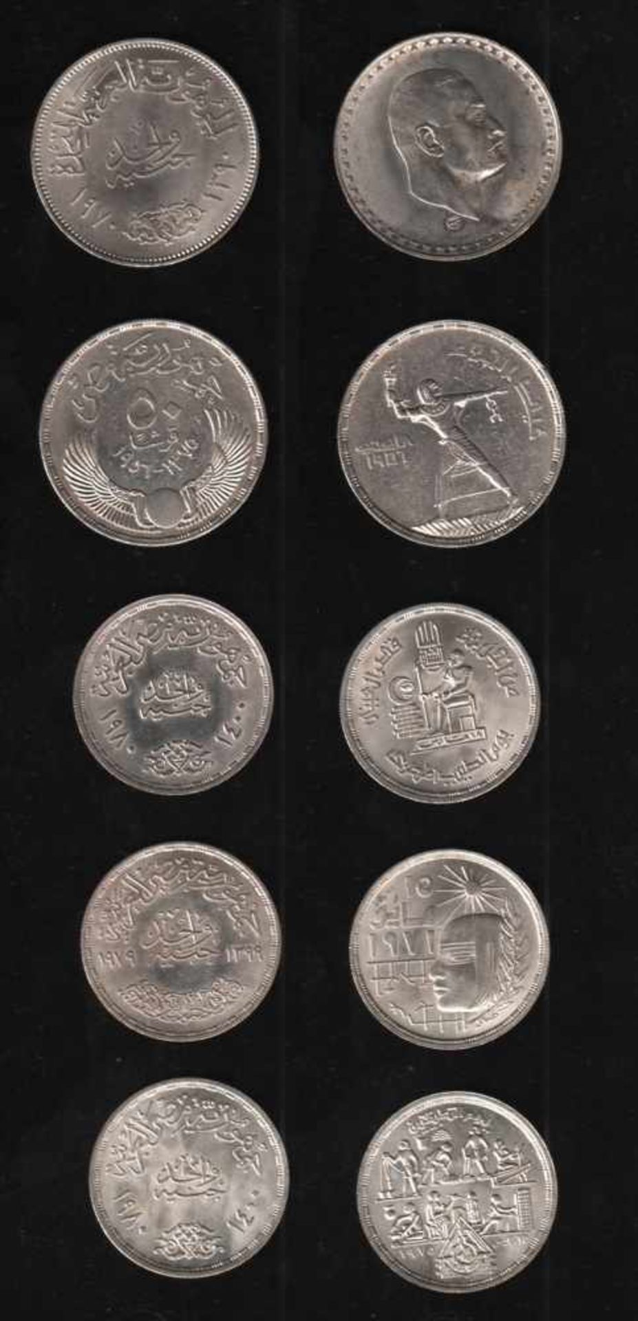 Ägypten. Silbermünze (900 / 1000). 50 Piaster. Abzug der britischen Truppen am 18. 6. 1956.