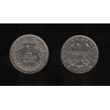 Deutsches Reich. 8 Silbermünzen (4 Münzen zu 1 Mark und 4 Münzen zu 1 Reichsmark). Kursmünzen.