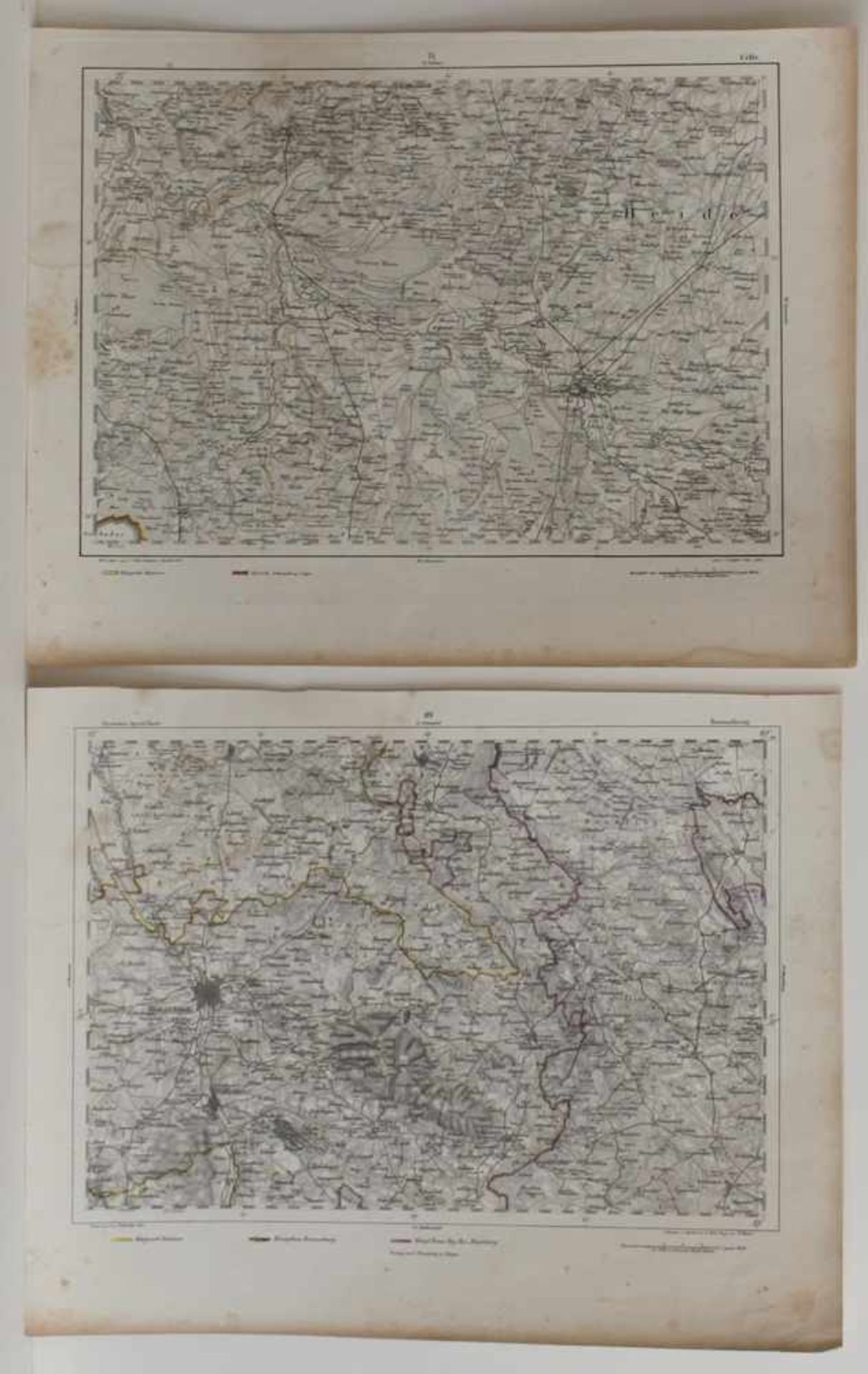 Landkarten. Konvolut. 12 lithographierte Karten teils mit leichtem Grenzkolorit aus dem Atlas "