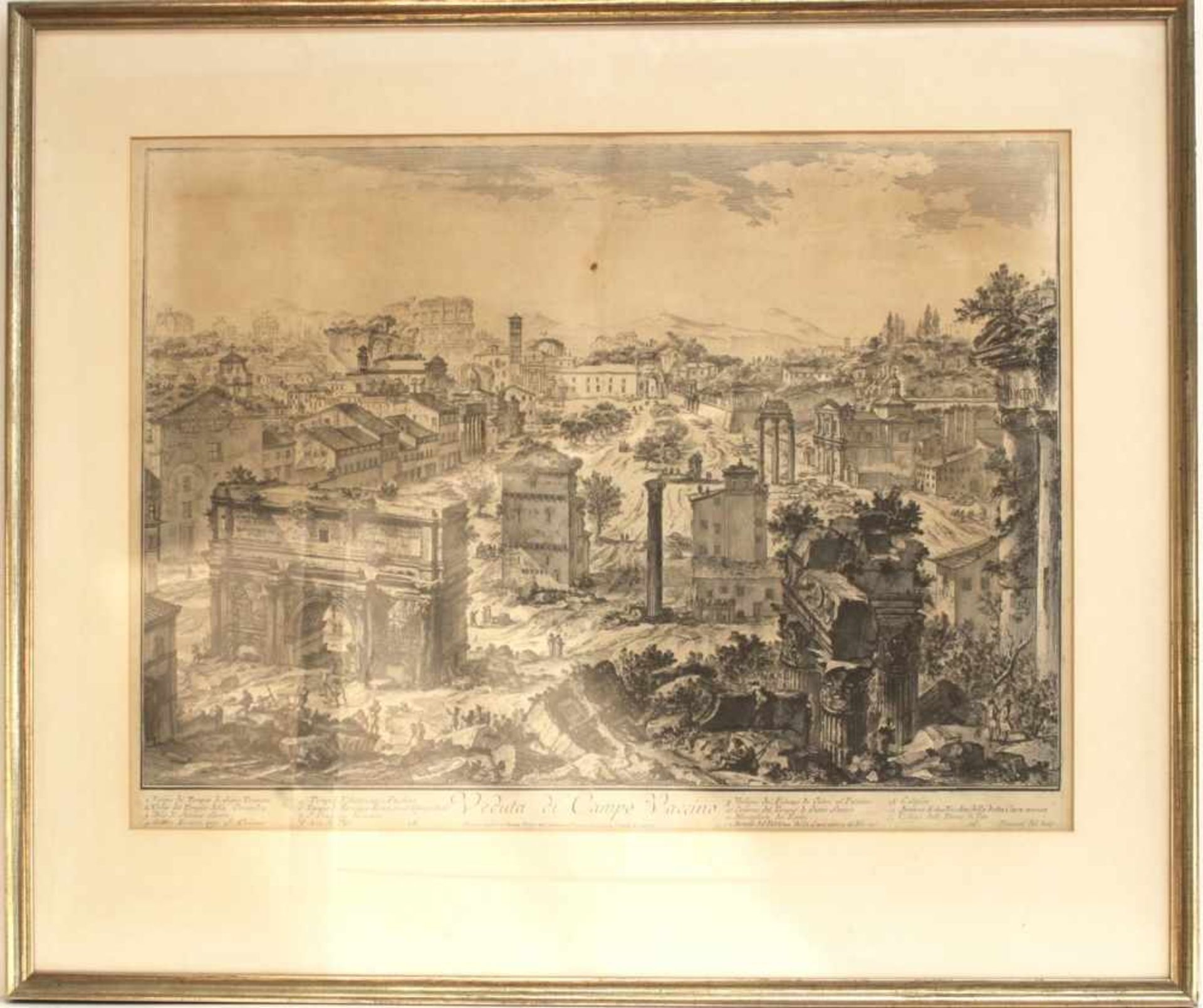 Rom. "Veduta di Campo Vaccino". Originaler Kupferstich von Giovanni Bat. Piranesi aus der Zeit um