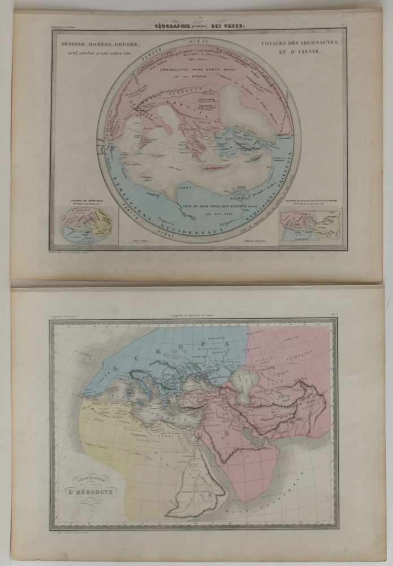 Landkarten Konvolut. 10 lithographierte farbige Karten aus dem Atlas "Maltebrun, Geographie