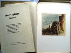 Hoffmann, H. (Hrsg.). Adolf Hitler. Aquarelle. Berlin, 1935. 2 Bll. und 7 mont. Farbdrucke. 4°. Lose